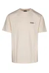 Jacquemus 'le T-shirt Gros Grain' Beige T-shirt With Logo Patch On The Front In Beige