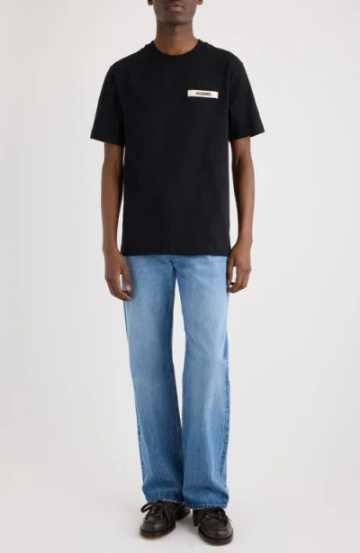 Jacquemus Le T-shirt Gros Grain Cotton T-shirt In Black