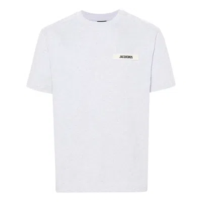Jacquemus Le T-shirt Gros Grain White T-shirt With Logo Patch On The Front In Cotton Man