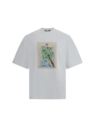 Jacquemus 'le T-shirt Marino' White Crewneck T-shirt With Maxi Print On The Front