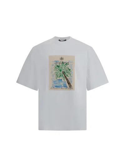 Jacquemus 'le T-shirt Marino' White Crewneck T-shirt With Maxi Print On The Front