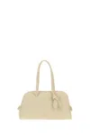 Jacquemus Croc-embossed Leather Shoulder Bag With Knotted Handle In White