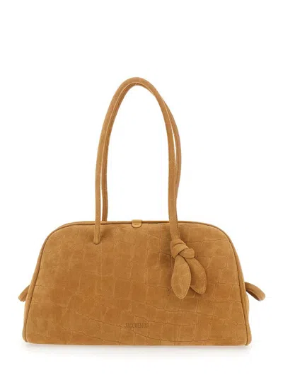 Jacquemus 'le Turismo' Beige Handbag With Crocodile Effect And Logo Embossed On The Front
