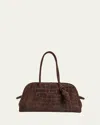 Jacquemus Le Turismo Croc-embossed Suede Shoulder Bag In Brown