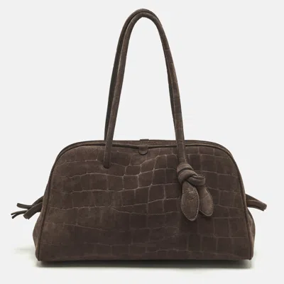 Pre-owned Jacquemus Le Turismo Dark Brown Croc Embossed Suede Bag