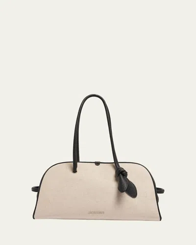 Jacquemus Le Turismo Linen-blend Shoulder Bag In Light Greige/black