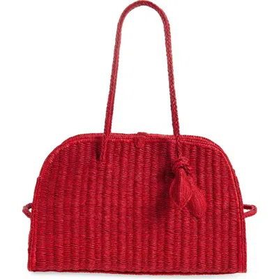 Jacquemus Medium Le Turismo Raffia Shoulder Bag In Burgundy