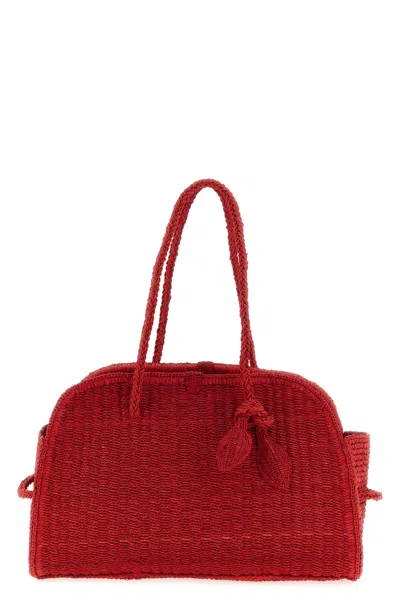 Jacquemus Medium Le Turismo Raffia Shoulder Bag In Burgundy
