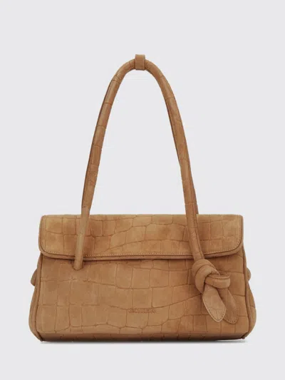 Jacquemus Le Turismo Suede Shoulder Bag With Croc-effect Print And Knot Detail In Blue