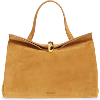 Jacquemus Le Valerie Suede Top Handle Bag In Brown