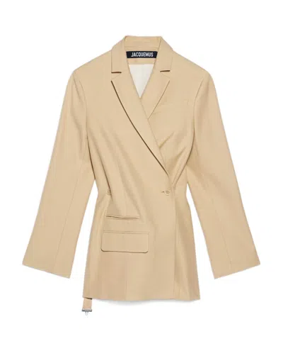 Jacquemus Le Veste Tibau Crossover Blazer In Nude