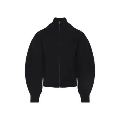 JACQUEMUS LE ZIPPE BLACK MERINO WOOL CARDIGAN