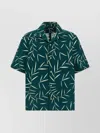 Jacquemus Leaf Print Short Sleeve Shirt With Pocket In Green