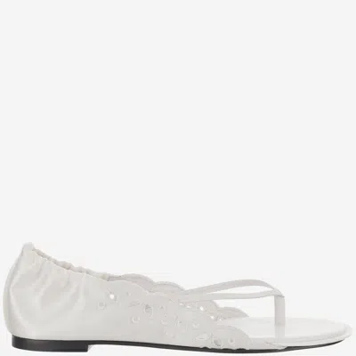 Jacquemus Leather And Fabric Sandals With Cut Out Details In White