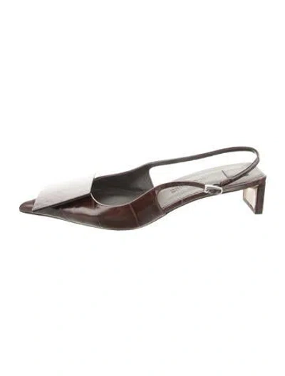 Pre-owned Jacquemus Leather Animal Print Slingback Pumps In Brown