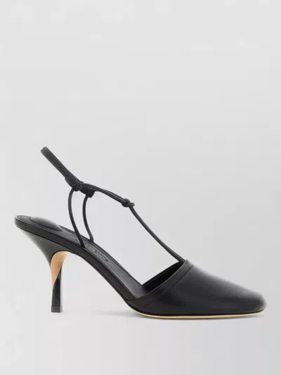 Jacquemus Leather Asymmetric Heel Mules In Black