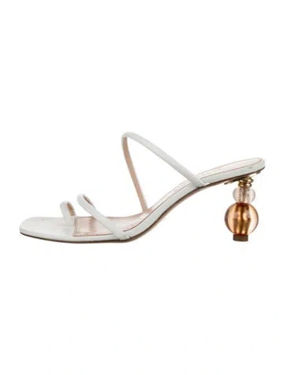 Pre-owned Jacquemus Leather Beaded Accents Sandals In White