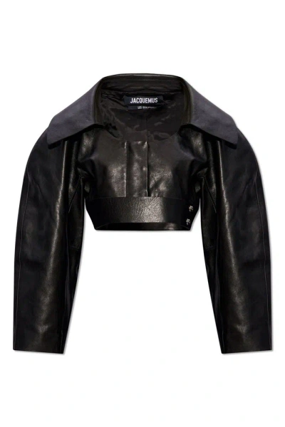 Jacquemus Leather Bolero In Black