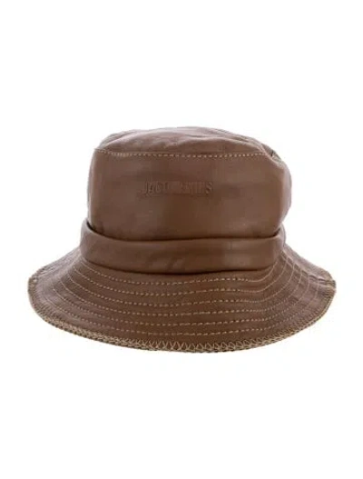 Pre-owned Jacquemus Leather Bucket Hat In Brown/neutrals