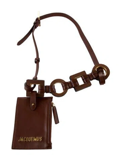 Pre-owned Jacquemus Leather Card Holder In Brown