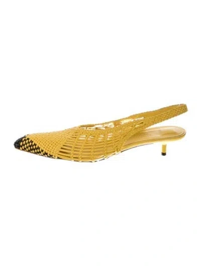Pre-owned Jacquemus Leather Colorblock Pattern Slingback Flats In Yellow