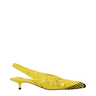 Jacquemus Woven Slingback Shoes With Pointed Toe In Yellow