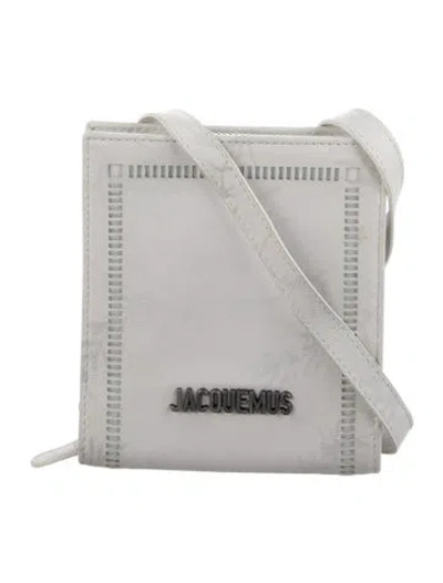 Pre-owned Jacquemus Leather Floral Print Wallet In White