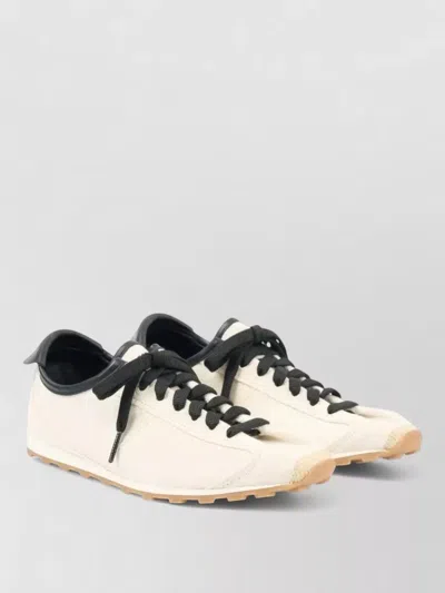 Jacquemus Leather Lace Up Sneakers Lambskin Trim In Multi