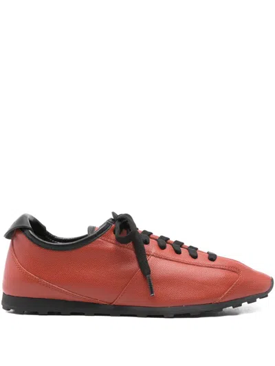 Jacquemus Leather Lace-up Sneakers In Orange