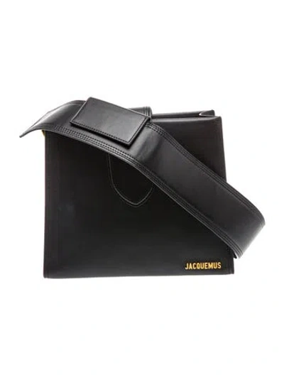 Pre-owned Jacquemus Leather Le Bambino 24 In Black