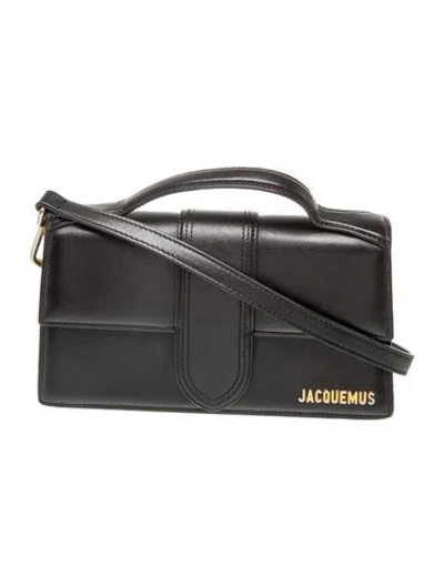 Pre-owned Jacquemus Leather Le Bambino Large In Black