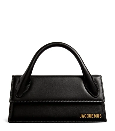 Jacquemus Leather Le Chiquito Long Top-handle Bag In Black