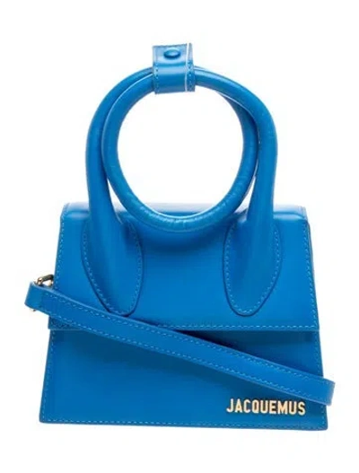 Pre-owned Jacquemus Leather Le Chiquito Noeud Mini In Blue