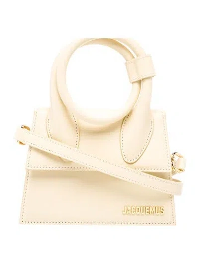 Pre-owned Jacquemus Leather Le Chiquito Noeud Mini In Neutral