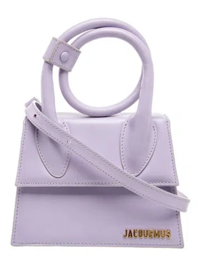 Pre-owned Jacquemus Leather Le Chiquito Noeud Mini In Purple