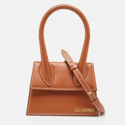 Jacquemus Leather Le Chiquito Top Handle Bag In Brown