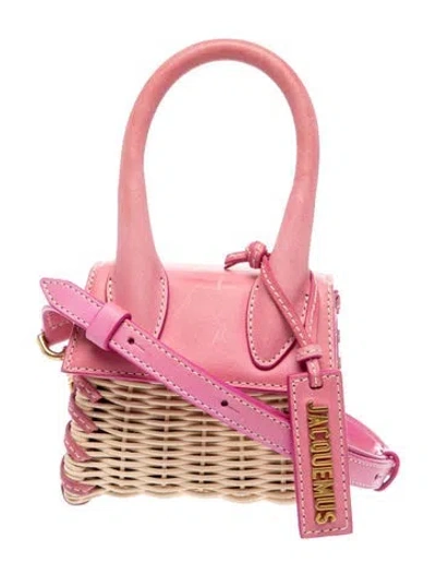 Pre-owned Jacquemus Leather Le Chiquito Wicker Mini In Pink