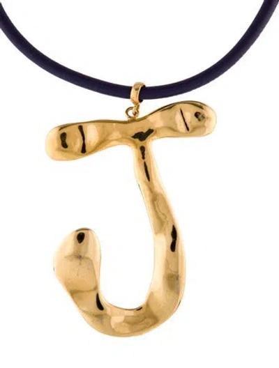 Pre-owned Jacquemus Leather Le Collier J Ouro Necklace, 17.5" In Multicolor