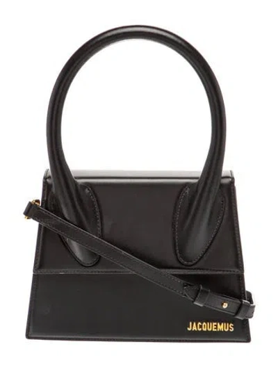 Pre-owned Jacquemus Leather Le Grand Chiquito Medium In Black