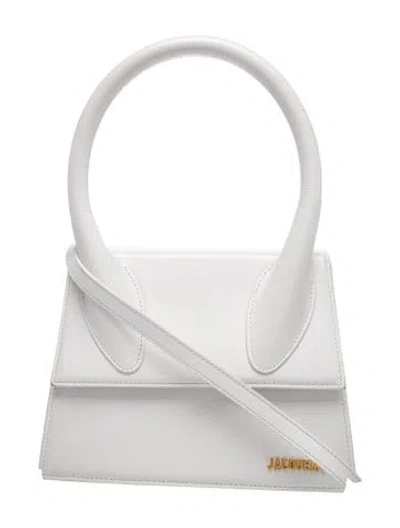 Pre-owned Jacquemus Leather Le Grand Chiquito In White