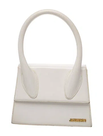 Pre-owned Jacquemus Leather Le Grand Chiquito In White