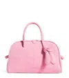 Jacquemus Le Petit Turismo Croc-embossed Suede Bowling Bag In Pink