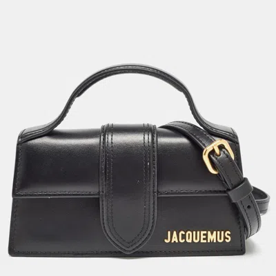 Jacquemus Leather Mini Le Bambino Top Handle Bag In Black