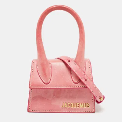 Jacquemus Leather Mini Le Chiquito Top Handle Bag In Pink