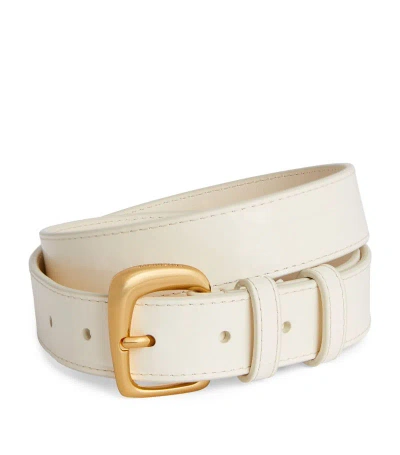 Jacquemus Leather Ovalo Belt In Ivory
