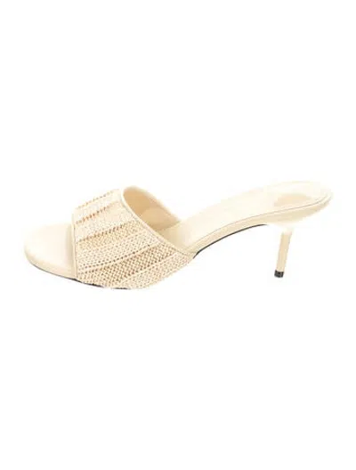 Pre-owned Jacquemus Leather Patterned Slides In Neutrals