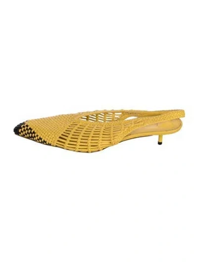 Pre-owned Jacquemus Leather Patterned Slingback Pumps In Yellow