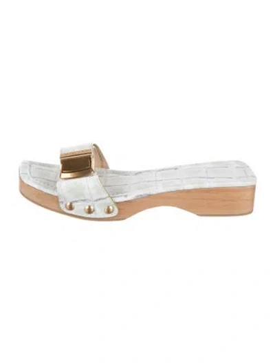 Pre-owned Jacquemus Leather Plaid Print Slides In White