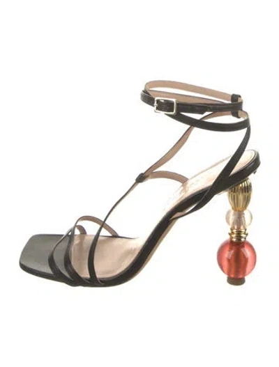 Pre-owned Jacquemus Leather Sandals In Black/pink