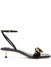 Jacquemus Regalo 100 Croc-embossed Leather Sandals In Schwarz